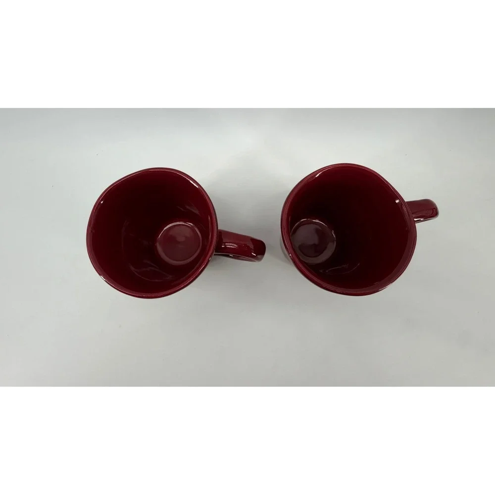 Pier 1 Coffee Mugs Unisex OS Burgundy Elemental Red Glossy Organic Set of 2 Cup